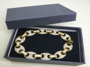 18K Real Gold Slisted Marine Link CZ Bling Bring Bracelets 12mm 18cm Pełny CZ Sigle Row Łańcuch Bransoletka Mężczyzn Kobiety Hip Hop Jewelr1655483