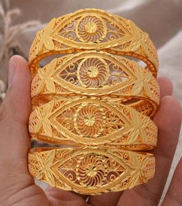 Bangle 4pcsset Islâmico 24K Dubai Gold Color Bangles for Women Etiópia Banglelesbracelets Africa Saudi Arab Wedding Jewelry Party 2380664