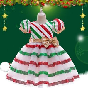 Mädchenkleider Baby Pailletten Tüll Kleider Weihnachten Kinder Mesh Vestido Striped Party Geburtstag Halloween Kostüm Kleidung 2-12y