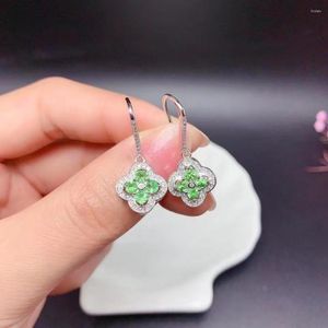 Dangle Earrings 925 Silver Inlaid Natural Tsavorite Fresh And Cute Simple Atmospheric Can Be Customized