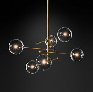 Nordic Copper Black Metal Glass Ball Chandelier Pendant Lamp Magic Bean Lighting Home el Fixture PA05797669290