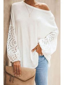 Women's T Shirts Elegant Lace Long Sleeve Shirt 2023 Female Clothing Women Vintage Hollow Out O-Neck Solid Tops Autumn Casual Top T-Shirt