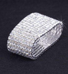 6 stuks hele kavels negen rijen bangle bruidsfeest sieraden kristal strass stretch armband armband multi -row bruiloft8254667