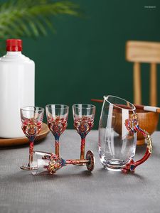 ワイングラスクリエイティブエナメルガラスカップレトロゴブレットクリスタルカップセットシャンパンカクテルウェディング飲酒ウェア