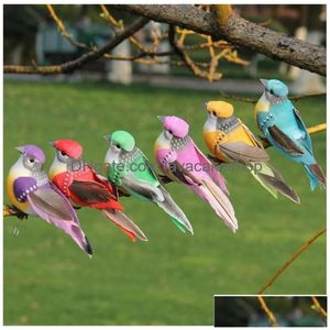 Christmas Decorations 12Pc Fake Colorf Bird Artificial Foam Simation Birds With Feather Magnet Diy Wedding Ornaments Y200903 Drop De Dhloj