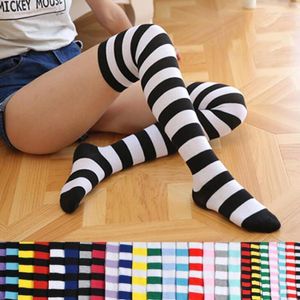 여자 양말 hosiery girls over lean long stripe 인쇄 허벅지 하이 스트라이프면 22 색 달콤한 귀여운 플러스 사이즈 오버 니