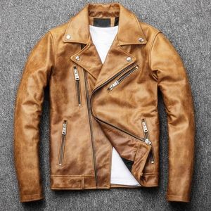 Herren Leder Faux hochqualitativ hochwertige Männer echte Jacke Fashion Revers Gola Oberbekleidung Casual Reißverschluss Motorradjacken