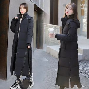 Women's Down Parkas IN parka Detachable hat winter jacket Korean loose thickened long knee cotton padded coat 2181 230107