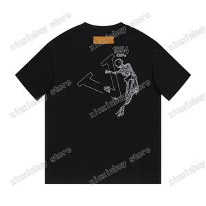 xinxinbuy Maglietta da uomo firmata T-shirt Parigi scheletro lettera lettere Ricamo stampa manica corta cotone donna bianco nero XS-XL
