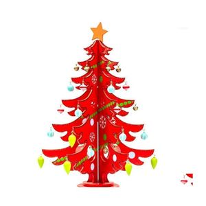 Decorazioni natalizie Decor Artigianato 3D Assemblaggio in legno Albero Casa Camera da letto Anno Educazione Regalo Decorazione Appeso a parete Natale Fatto a mano1 Dh4Bw