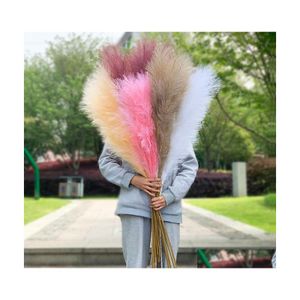 Decorative Flowers Wreaths 1Pc 120Cm Big Dried Pampas Grass Pantas Artificiales Para Decoracion Real Plants Home Decor Wedding Dro Dhqhd