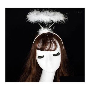 Christmas Decorations Feather Angel Halo Ring Headband For Kids Adts Women Girls Princess Hair Party Dress Decor Halloween Drop Deli Dhcl5