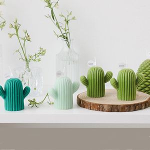 Candle Holders Handmade Gift Box Set With Hand Po Props Soybean Wax Creative Green Cactus Shape Ornament