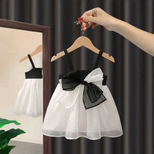 Girl's Dresses Baby Girls Dress Kids Black White Panel Chiffon Princess Dress Children Cute Birthday Party Clothes Toddler Infant Slip Dress T230106