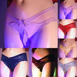 Underpants Sissy Pouch Panties Mens Penis Sheath Brief Sheer Hollow Thongs Imitates Lace Boxer Sexy Lingerie Gays Underwear Homo