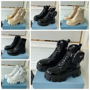 2023 Designers Rois Boots Military Inspired Combat Boot Men Women Womens Black Leather Mid-Length Ankle Martin Nylon Boots fästa vid med