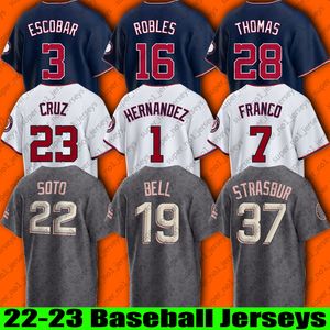 1 Camisa de beisebol Cesar Hernandez Lane Thomas Jeimer Candelario Carter Kieboom Camisas Nelson Cruz Keibert Ruiz Luis Garcia Victor Robles Alex Call xcv21b