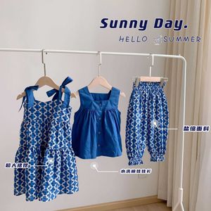 Mädchen Kleider Neue Baby Mädchen Sommer Kleid 2022 Muster Kinder Kleidung Mädchen Ärmelloses Strand Kleid Kinder Baumwolle Sommerkleid T230106