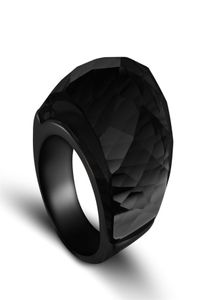 Zmzy Fashion Black Large Rings for Women Wedding Jewelry Big Crystal Stone Anello 316L Anillos in acciaio inossidabile 2107011462365