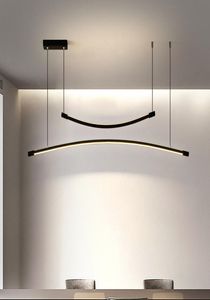 Moderne LED hanglamp Noordse lineaire hangende kroonluchterslamp in de keuken eetkamer indoor verlichting armaturen6666032