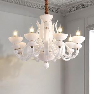 Chandeliers Nordic Style White Chandelier Lighting Living Room Lamps Ceiling Luxury Atmosphere Fashion Restaurant Bedroom Lamp