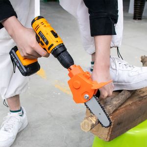 Electric Drill Portable Conversion Huvudsatser till kedjesågadapterfästning Träbearbetning Beskärning för trädgård Power Tool FDG 230106