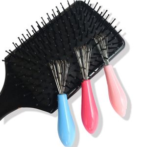 Hållbar Mini 1PC Comb Hair Brush Cleaner Inbeded Tool Salon Home Essential Color Slumpmässigt