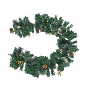 Decorative Flowers Lighted Christmas Garland 5.9ft Holiday Green Decor For Front Door Battery Operated Wreath With Red And Golden