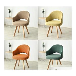 Chair Covers Hollow Back Curved Er Solid Spandex Desk Armchair Ers Dining Coffee Bar Make Up Sofa Slipers Stoelhoezen Eetkamer Drop Dhp0K