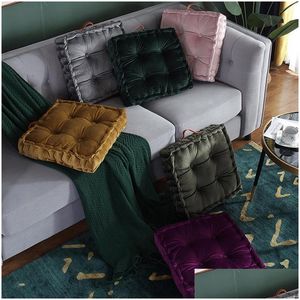 Cushion Decorative Pillow Square Pouf Tatami Cushion Floor Cushions Seat Pad Throw Japanese 42X42Cm Drop Delivery Home Garden Text2582