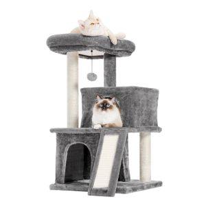 Cat Furniture Scratchers Tree Luxury Towers with Double Condos Spacious Perch Hammock Fully Wrapped Scratching Sisal Post and Dangling Balls 230106