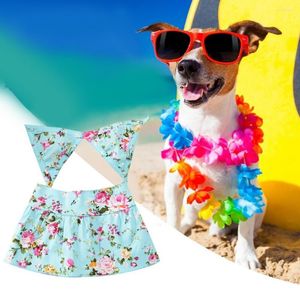 Dog Apparel Pet Swimsuit Sling Floral Printing Sleeveless Dogs Bikini Beach Dressing Bathing Suit For Swimming Pool