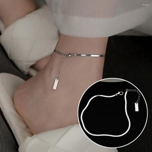 Anklets Silver Color Snake Bone Anklet For Women Temperament Simple Trendy Foot Jewelry 2023