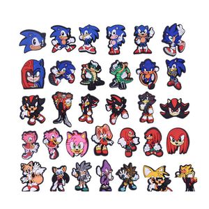 Shoe Parts Accessories Charms Wholesale Sonic Cartoon Jibitz Pvc Decoration Buckle Soft Rubber Clog Fast Ship Movie Films Jibitz