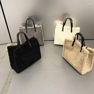 Evening Bags South Korea Ins Lamb Hair Bag Women's Portable Plush Cute One Shoulder Slant Span Tote Winter 2023 Large-capacity Hand