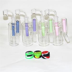 Narghilè 14mm Maschio Femmina Raccoglitore di cenere di vetro con contenitore in silicone da 5 ml Catchers di recupero Adattatore Banger al quarzo da 4mm per bong d'acqua in vetro Dab Oil Rigs