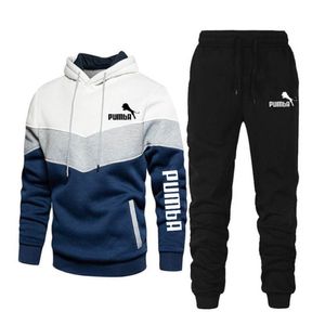 Herrspårar för män Sportkläder Set Casual Zipper Blazer Fashion Matching Color Hoodie and Sweatpants Brand Set Autumn/Winter Product