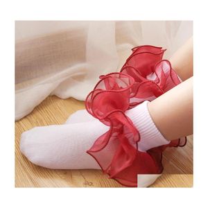 Kinder Socken Baby Mädchen Baumwolle Spitze Threensional Rüschen Socke Säugling Kleinkind Kinder Kleidung Weihnachtsgeschenke Mode 808 Drop Deliver Dhhov