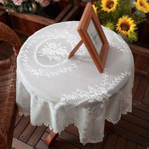 Toalha de mesa Talha de mesa retangular de renda branca com padrões florais elegantes para festas casamentos chuveiros de bebês capa de armários de jantar