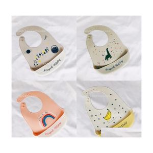 Bibs Burp Cloths Sile Водонепроницаемое мультфильм радужная радуга банановая печата