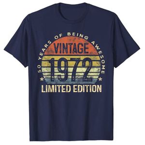 Kobietowa koszula Summer 50 -letnia prezenty Vintage 1972 Edycja limitowana 50. urodziny dla kobiet mężczyzn mody mody z krótkim rękawem 230106