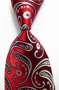 Bow Ties Fashion Paisley Tie 9 -cm Silk Silk Set Red Black White Jacquard Tlok