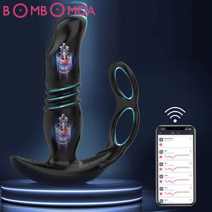 Schönheit Artikel Teleskop Anal Vibrator Butt Plug APP Drahtlose Fernbedienung Männlichen Prostata-massagegerät Anus Stimulator Penis Cock Ring sexy Spielzeug für Männer