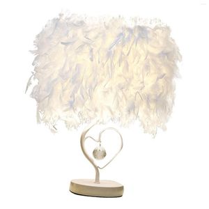 Bordslampor Creative Lamp Metal Base Decor Elegant USB Laddningsbar fjäder säng för sovrum vardagsrummet barn barn baby