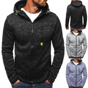 Herrjackor huva jacka avslappnad blixtlås varm hoodie tröja hösten fleece cardigan outwear coat mens kläd