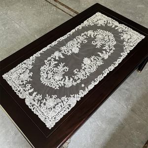 Table Cloth European Lace Embroidery Rectangular Tablecloth Tea Coffee Bar Bench Dustproof Cover Flowerpot Home Furnishings Decoration