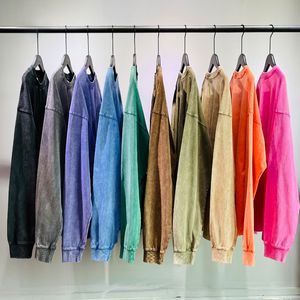 Мужские футболки Batik 250G с длинным рукавом 10 цветов Осень Зимняя марка сплошные отверстия. Опубличные ребристые 230106