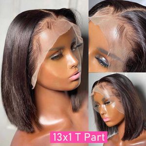 Nxy Parrucche Del Merletto Bone Dritto Corto Bob Anteriore Dei Capelli Umani per Le Donne Pre Pizzicate Brasiliano 13x1 Hd Frontale Trasparente 230106