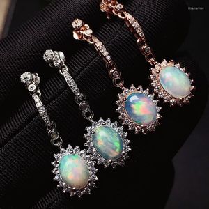 Dangle Earrings Charming Opal Gemstone Earring Silver Hook For Beautiful Women Fine Jewelry Fireworks Shiny Natural Gem 925 Gift