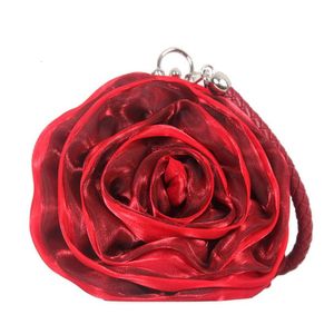 Worki wieczorowe jedwabne torebka z kwiatem i torebki eleganckie kobiety mini okrągłe torba portfele przyjęcia weselne czerwony czarny biały b359 230106